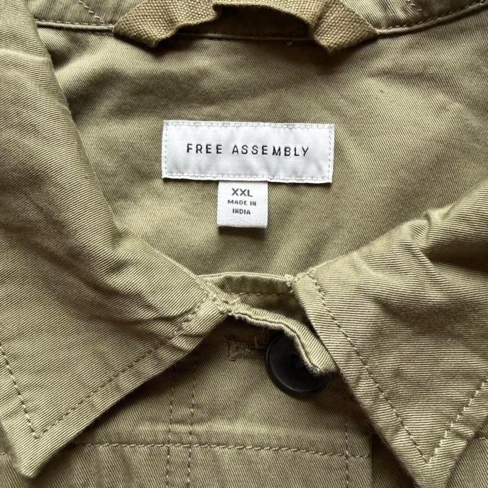 UTILITY CASUAL WORKWEAR FREE ASSEMBLY ARMY GREEN BUTTON UP JACKET PLUS SIZE XXL - Picture 2 of 7